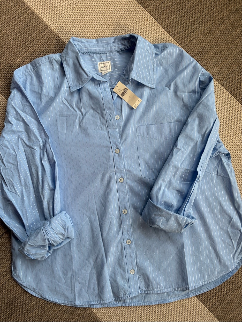 Anthropologie Maeve Light Blue Pinstripe Button-Down Shirt
